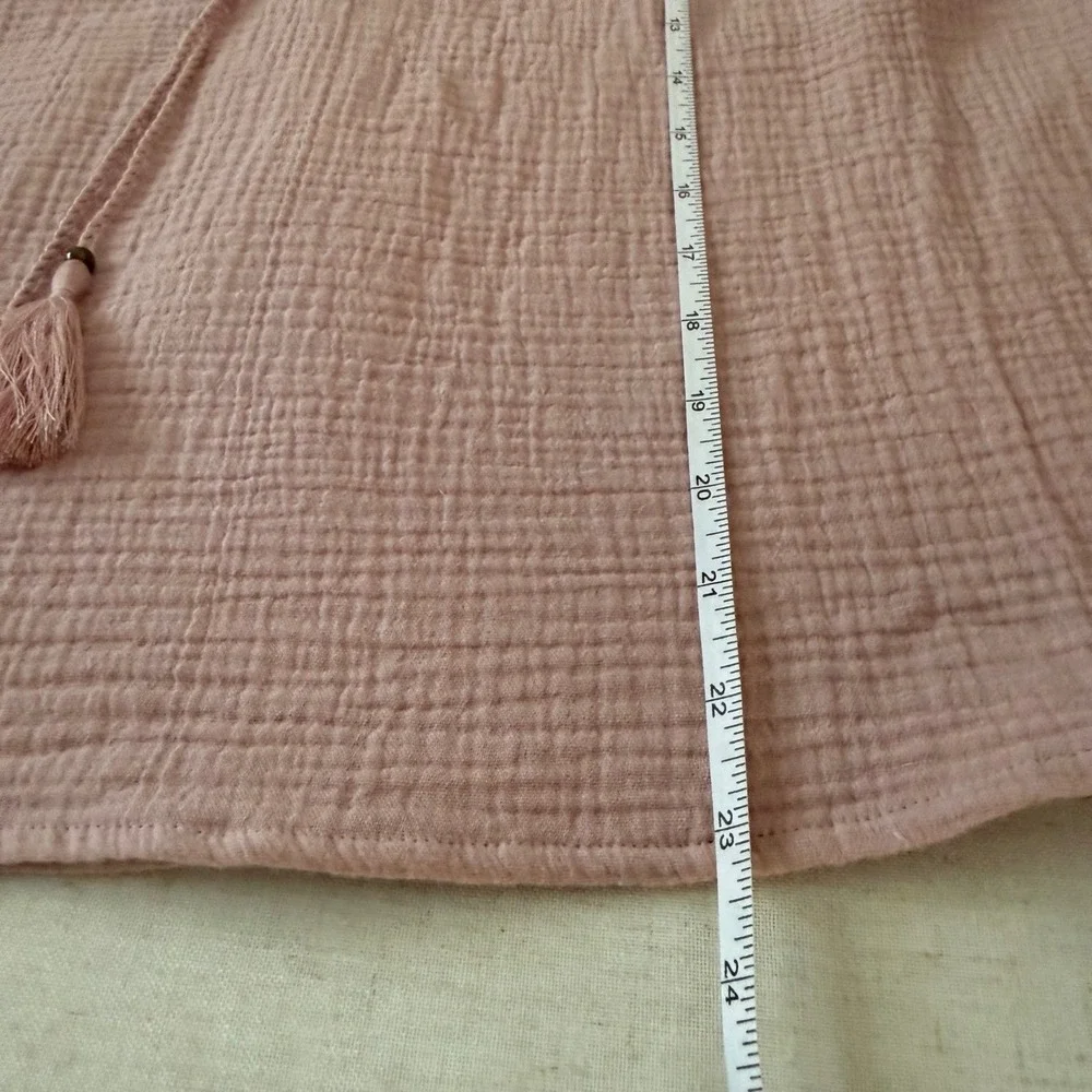 Catherine Malandrino NWT Organic Cotton Gauze Blouse Mauve Pleated Tassel S‎ - Picture 11 of 12